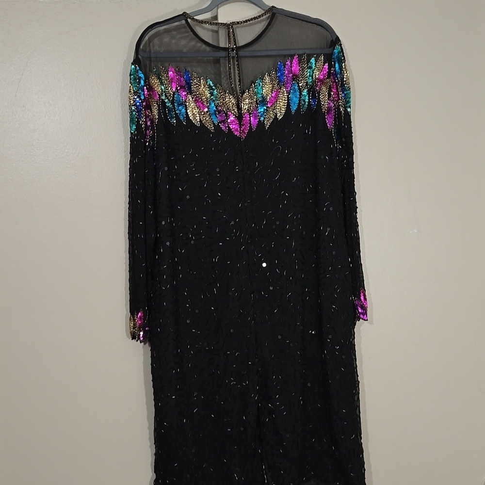 Maison Magique Black Sequin & Beaded Dress with Colorful Accents Size XL - Picture 5 of 7